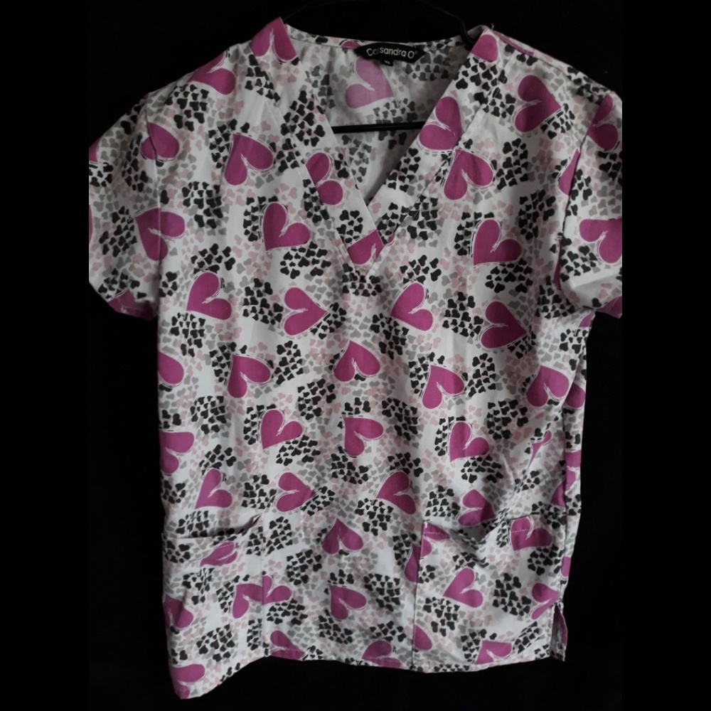 pink hearts scrub top